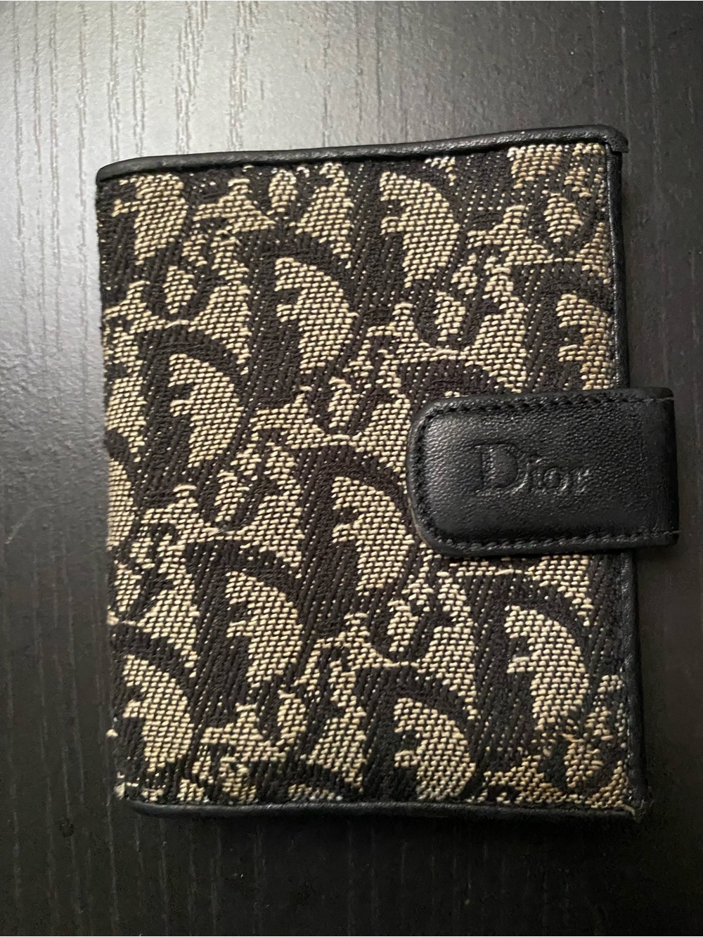 Dior Black and Grey Monogram Snap Card Wallet